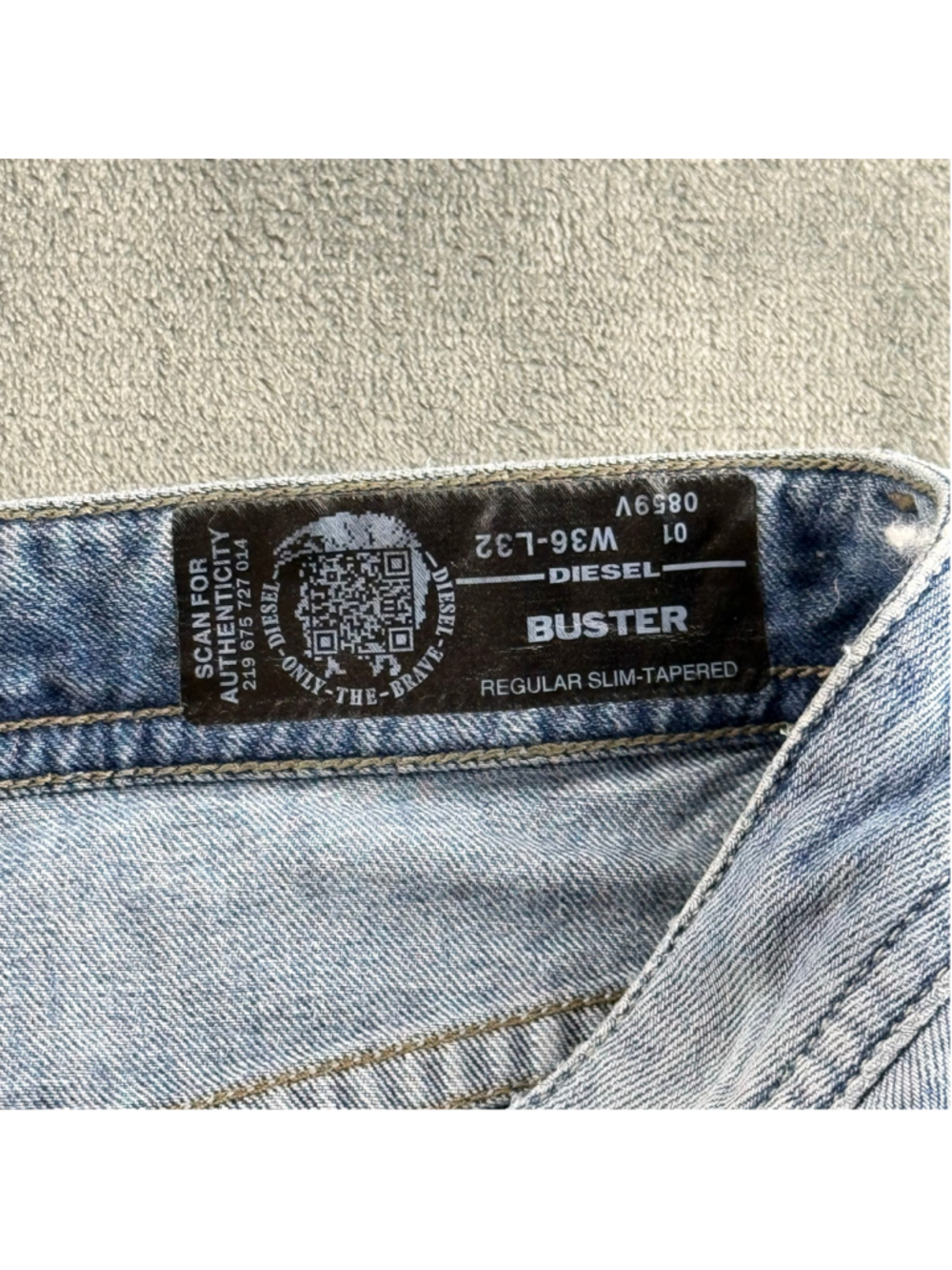 Diesel Buster Jeans Men’s W36 L32 Distressed Slim Tapered Y2K Indie Sleaze Blue - Picture 6 of 16